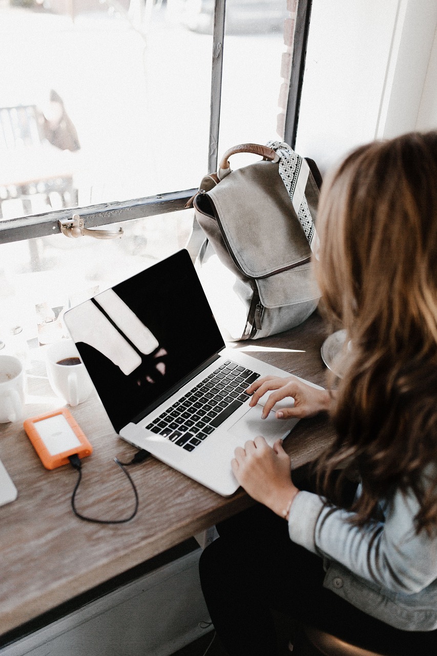 woman using laptop